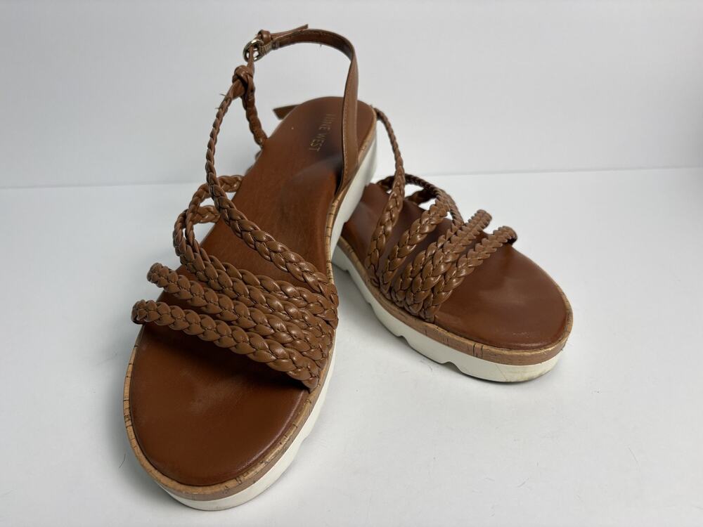 Nine West Women's Renest 3 Wedge Sandal, Brown Size 11M